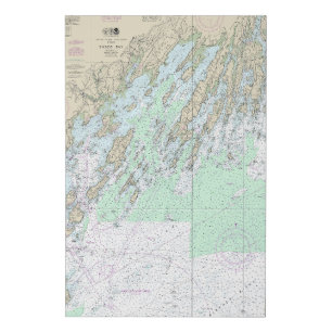 Casco Bay Nautical Chart 13290 Faux Canvas Print