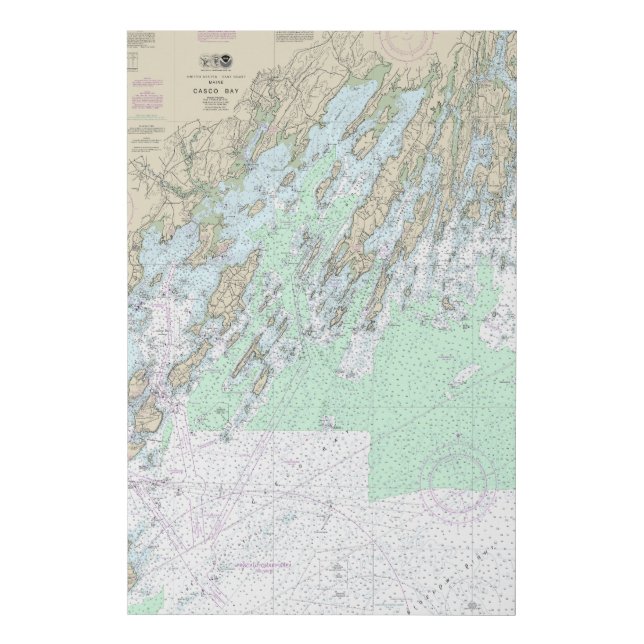 Casco Bay Nautical Chart 13290 Faux Canvas Print (Front)