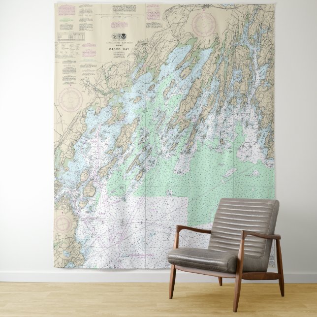 Casco Bay Nautical Chart 13290 Tapestry (In Situ)