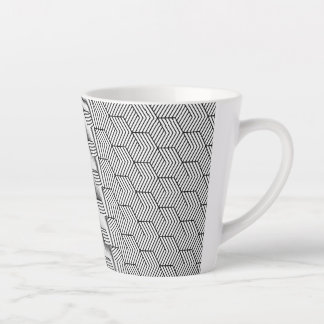 Case Black Pattern Line Cube Geometry Simple Latte Mug