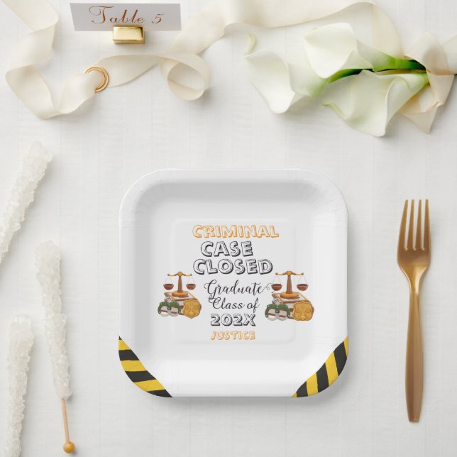 Case Closed Graduation Funny Criminal justice  Paper Plates (Wedding)