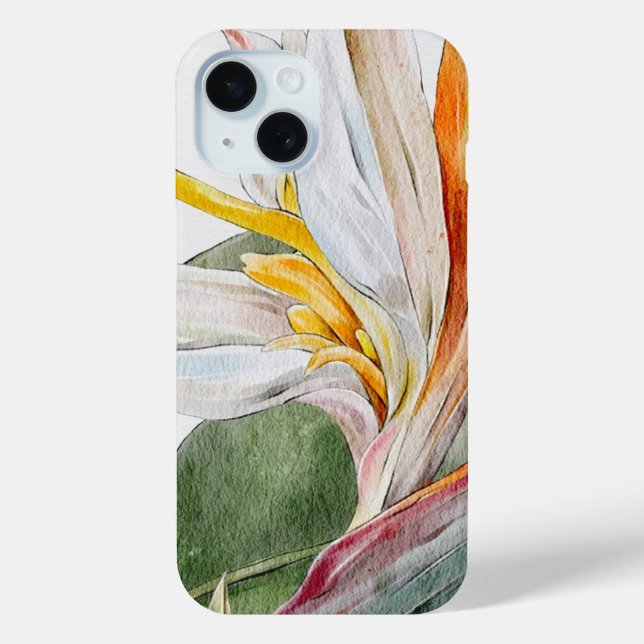 Case for iPhone 15 - Watercolor Exotic Flower (Back)