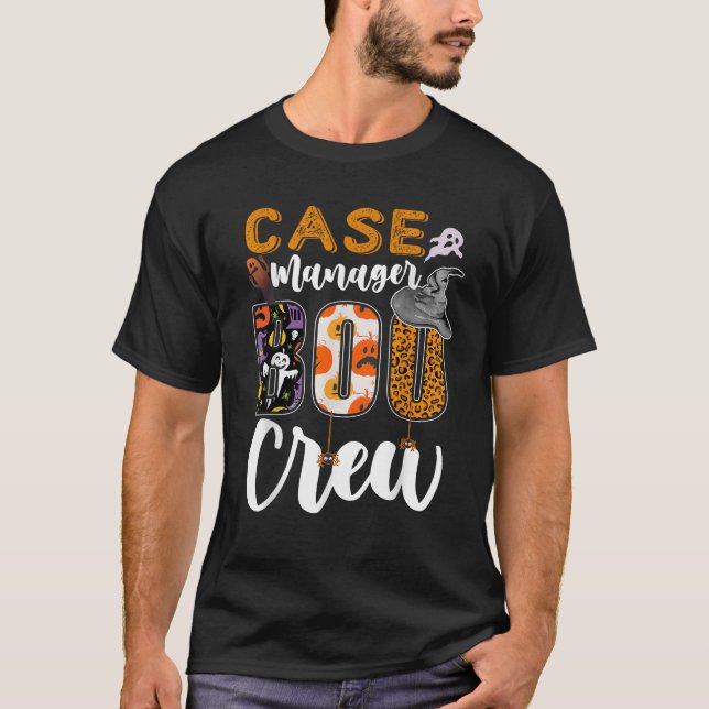 Case Manager Boo Crew Halloween Matching Social Se T-Shirt (Front)