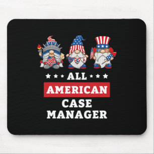 Case Manager Gnomes July 4th American Flag Usa Mouse Pad
