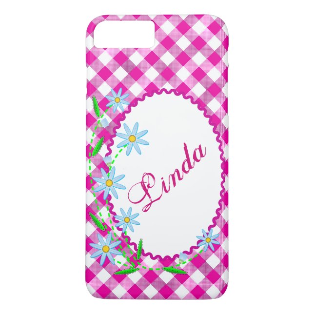 Case-Mate Barely There Plus iPhone 7 Pink Gingham Case (Back)