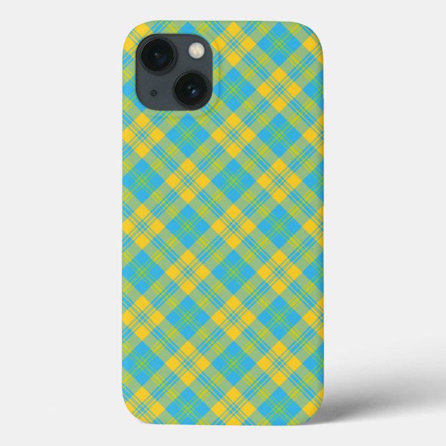 Case-Mate Ipad Case: Blue, Yellow, Green Plaid iPhone Case (Back)