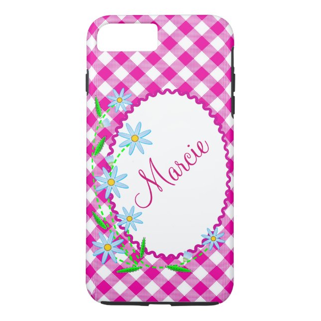 Case-Mate Tough Plus iPhone 7 Case Pink Gingham (Back)
