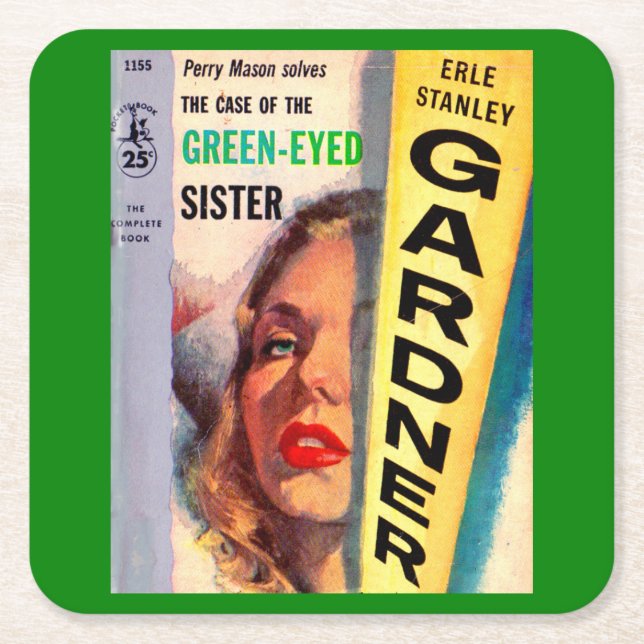 Case of the Green-Eyed Sister Square Paper Coaster (Front)