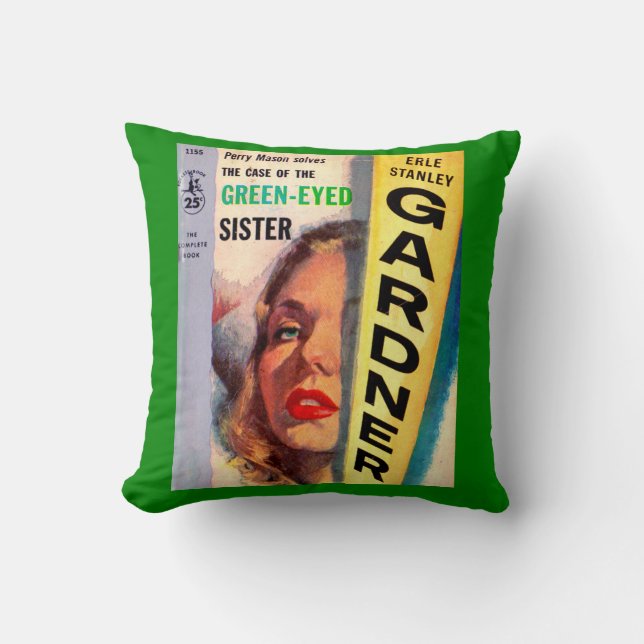 Case of the Green-Eyed Sister Throw Pillow (Front)