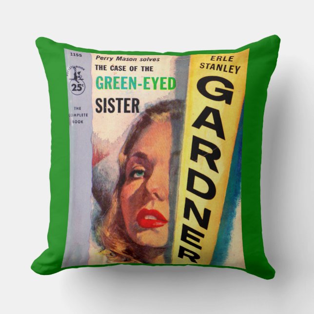 Case of the Green-Eyed Sister Throw Pillow (Front)