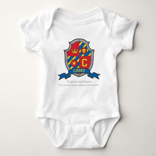 Casey boys C name  meaning knights shield Baby Bodysuit