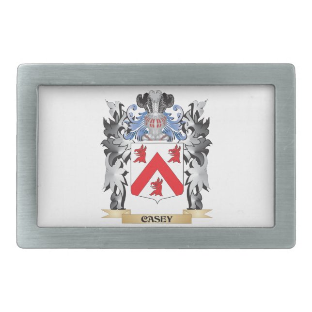 Casey Coat of Arms - Family Crest Rectangular Belt Buckle (Front)