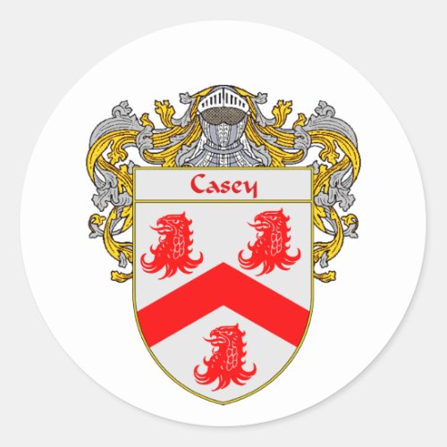 Casey Coat of Arms Mantled Classic Round Sticker