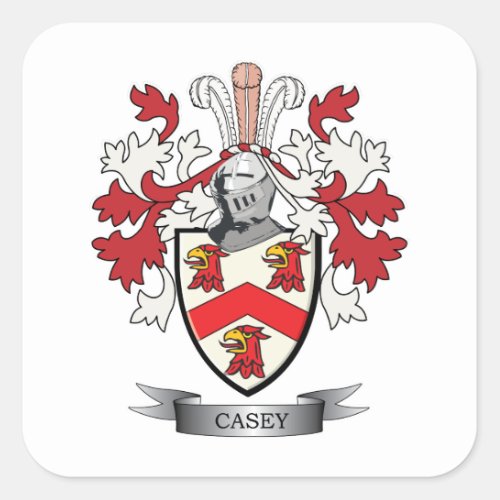 Casey Coat of Arms Square Sticker