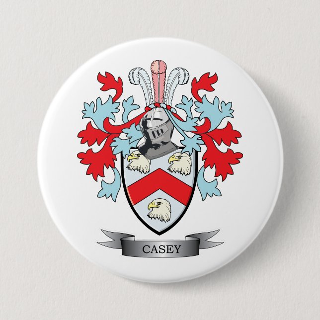 Casey Family Crest and Coat of Arms Button (Front)