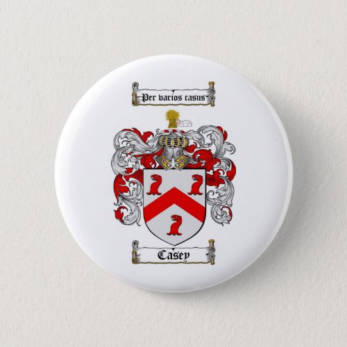 CASEY FAMILY CREST _  CASEY COAT OF ARMS PINBACK BUTTON