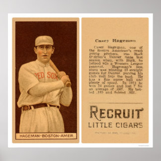 Casey Hageman Red Sox Baseball 1912 Poster
