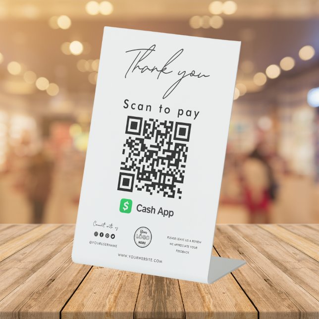 Cash App QR Code Logo Scan to Pay Thank you Pedestal Sign (Creator Uploaded)