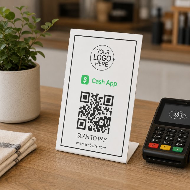Cash App QR Code Payment Add Logo Contactless  Pedestal Sign (Creator Uploaded)