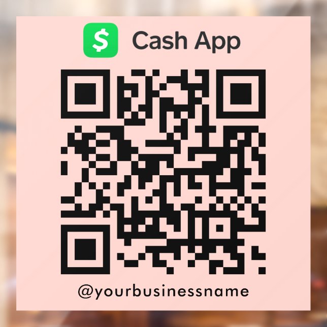 Cash App QR Code Payment Scan to Pay Blush Pink Window Cling (Sheet 2)