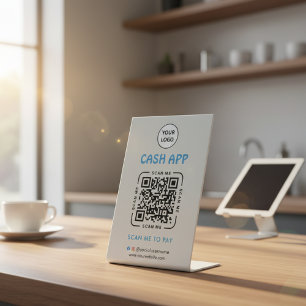 Cash App QR Code Payment Scan to Pay Business Logo Pedestal Sign