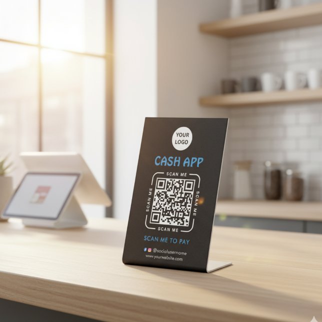 Cash app QR Code Payment Scan to Pay Business Logo Pedestal Sign (Creator Uploaded)