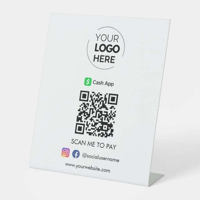 Cash App QR Code Payment | Scan to Pay Business Pedestal Sign (Front)