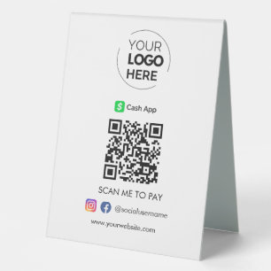 Cash App QR Code Payment   Scan to Pay Business Table Tent