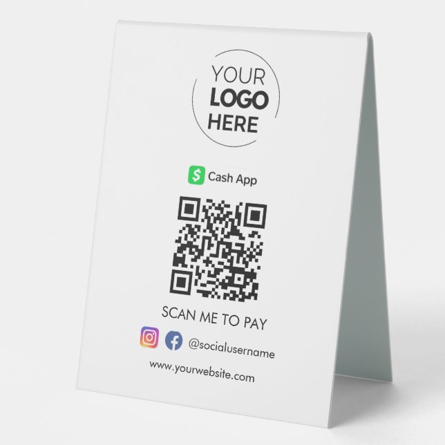 Cash App QR Code Payment | Scan to Pay Business Table Tent (Front)