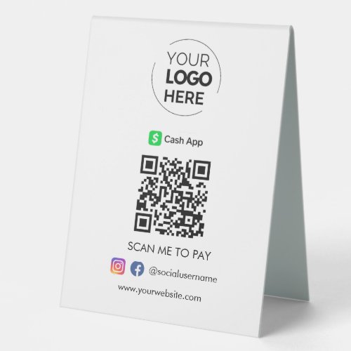 Cash App QR Code Payment  Scan to Pay Business Table Tent Sign
