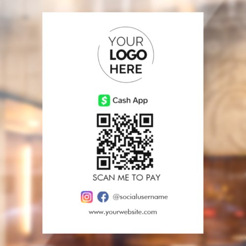 Cash App QR Code Payment  Scan to Pay Business Window Cling