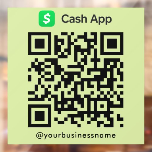 Cash App QR Code Payment Scan to Pay Lime Green Window Cling