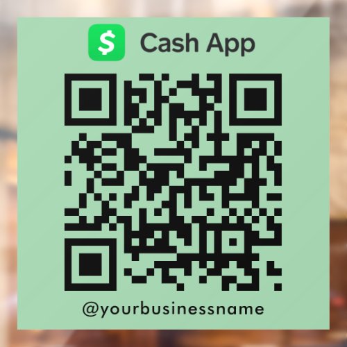 Cash App QR Code Payment Scan to Pay Mint Green Window Cling