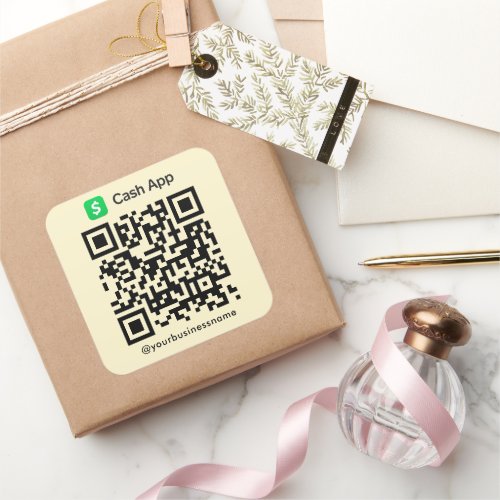 Cash App QR Code Payment Scan to Pay Soft Groovy Square Sticker