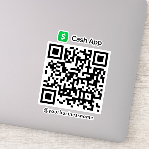 Cash App QR Code Payment Scan to Pay White Sticker