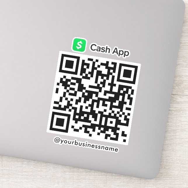 Cash App QR Code Payment Scan to Pay White Sticker (Detail)