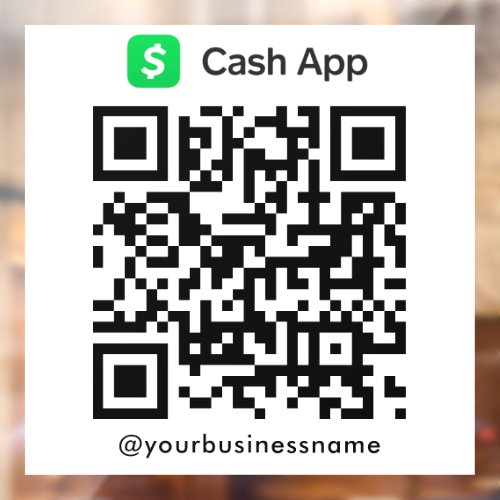 Cash App QR Code Payment Scan to Pay White Window Cling
