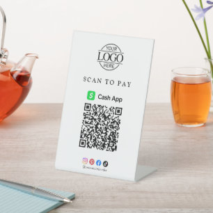 Cash App Qr Code Scan To Pay Business Tabletop Pedestal Sign