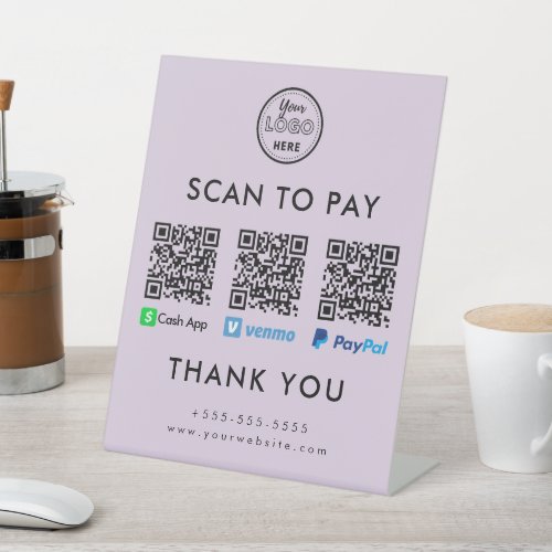 Cash App Venmo Paypal QR Code Scan to Pay Logo Pedestal Sign