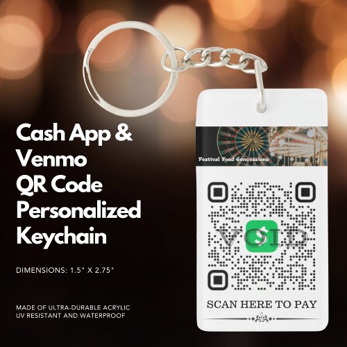 Cash App  Venmo QR Code Personalized Keychain