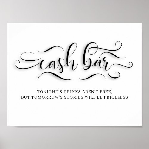 Cash Bar Wedding Reception Sign