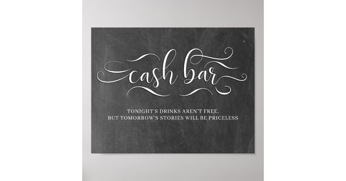 Cash Bar Wedding Reception Sign Zazzle Com