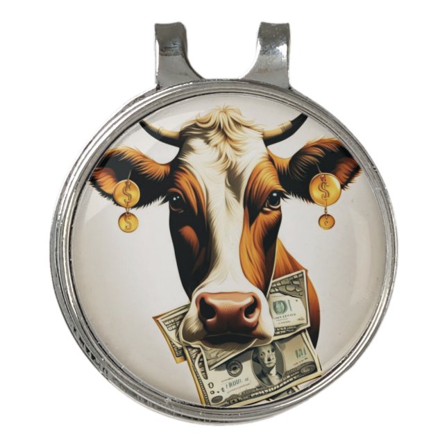 Cash Cow  Golf Hat Clip (Front)