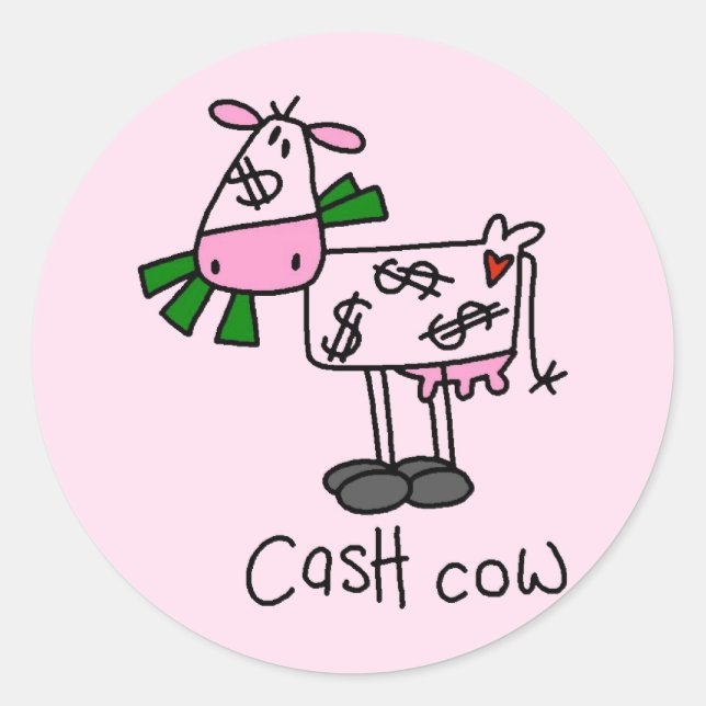 Cash Cow Tshirts and Gifts Classic Round Sticker (Front)