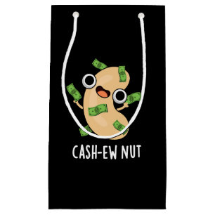 Cash-ew Nut Funny Cashew Nut Pun Dark BG Small Gift Bag