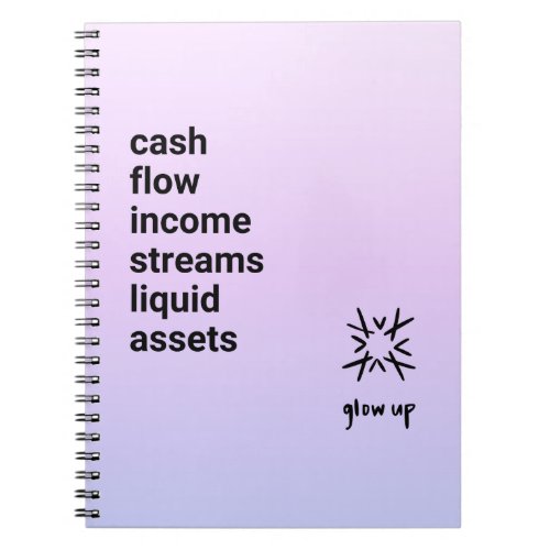 Cash flow income streams liquid assets notebook