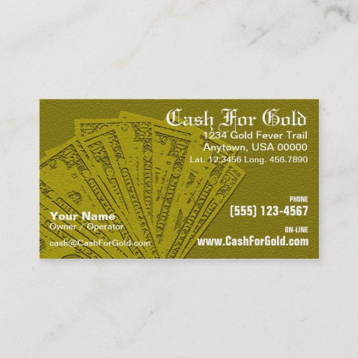 Customizable Cash For Gold Business Card