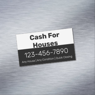 Cash For Houses Black White Phone Number Your Text Business Card Magnet