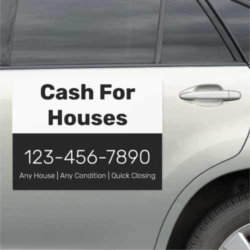 Cash For Houses Black White Phone Number Your Text Car Magnet