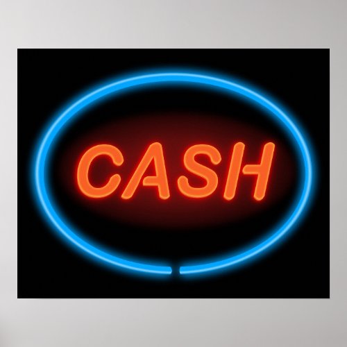 Cash neon poster